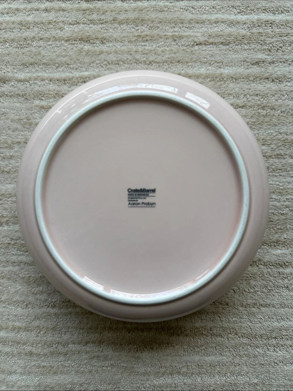 Crate & Barrel Hue Blush Pink Aaron Probyn All-Purpose Serving Bowl Porcelain 9”